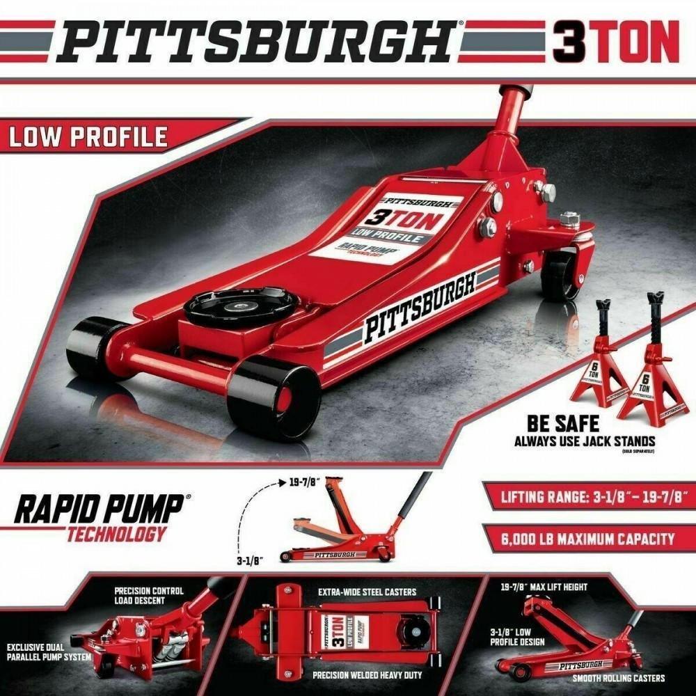 3 Ton Low Profile Floor Jack and Jack Stands Set Steel Hydraulic Car Jack Lift