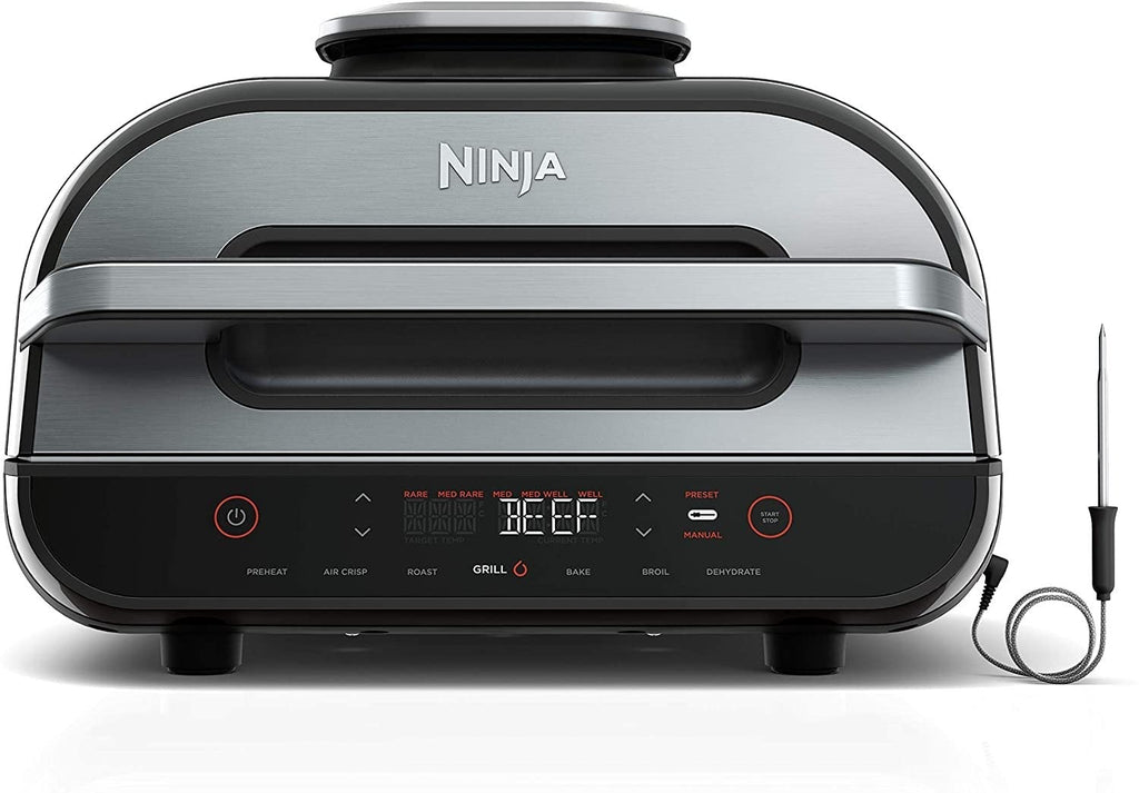 Ninja FG551 Foodi Smart XL 6-in-1 Indoor Grill with 4-Quart Air Fryer Roast Bake Dehydrate Broil