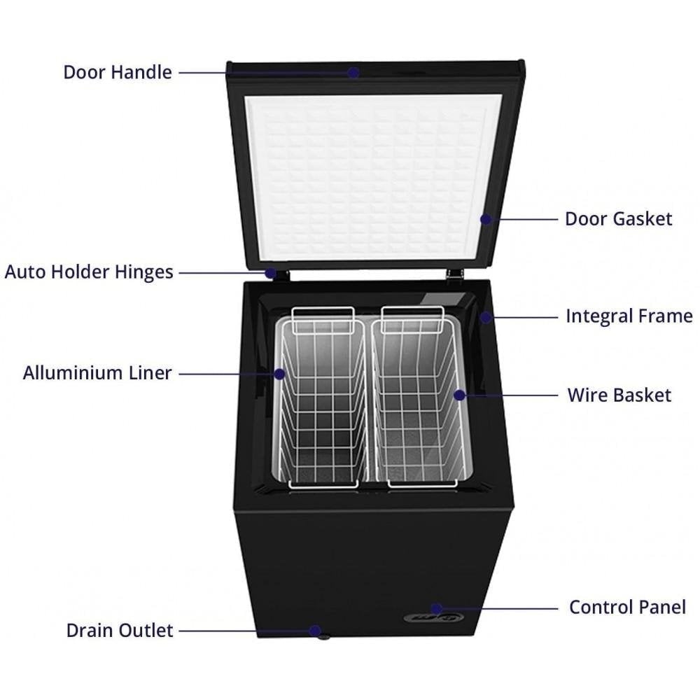 Northair Chest Freezer - 3.5 Cu Ft with 2 Removable Baskets - Reach In Freezer Chest - Quiet Compact Freezer - 7 Temperature Settings - Black