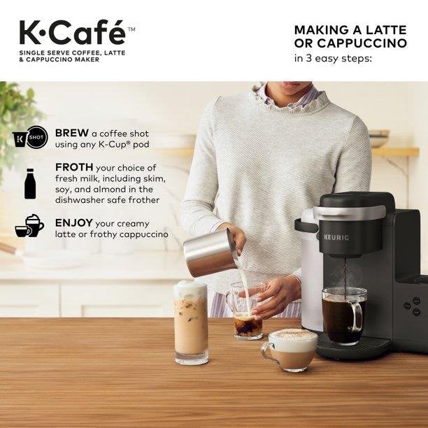 Keurig K-Cafe Single Serve K-Cup Coffee, Latte and Cappuccino Maker, Charcoal