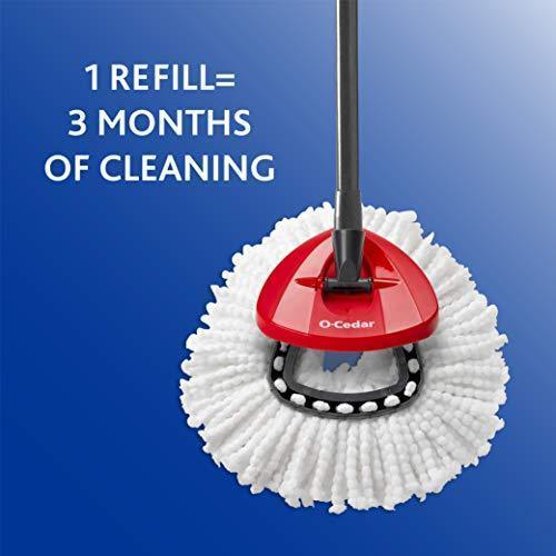 O-Cedar EasyWring Microfiber Spin Mop & Bucket Floor Cleaning System + 2 Extra Refills, Red/Gray