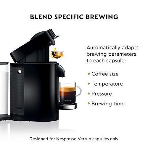 Nespresso VertuoPlus Deluxe Coffee and Espresso Maker Bundle with Aeroccino Milk Frother by De’Longhi Black
