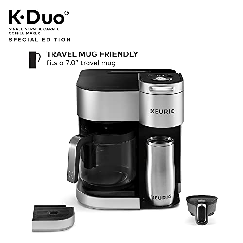 Keurig K-Duo Special Edition Coffee Maker, Single Serve and 12-Cup Drip Coffee Brewer, Compatible with K-Cup Pods and Ground Coffee, Silver