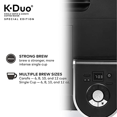 Keurig K-Duo Special Edition Coffee Maker, Single Serve and 12-Cup Drip Coffee Brewer, Compatible with K-Cup Pods and Ground Coffee, Silver