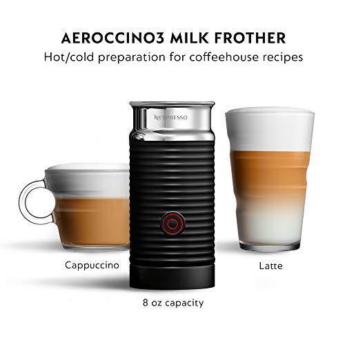 Nespresso VertuoPlus Deluxe Coffee and Espresso Maker Bundle with Aeroccino Milk Frother by De’Longhi Black