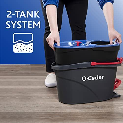 O-Cedar EasyWring RinseClean Microfiber Spin Mop & Bucket Floor Cleaning System with 2 Extra Refills, Grey