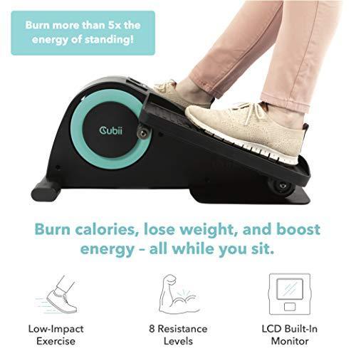 Cubii JR1 Seated Under Desk Elliptical Machine for Home Workout, Mini Elliptical, Desk Bike Pedal Exerciser, Whisper Quiet, Under Desk Pedal Exerciser w/Adjustable Resistance & LCD Display – Aqua