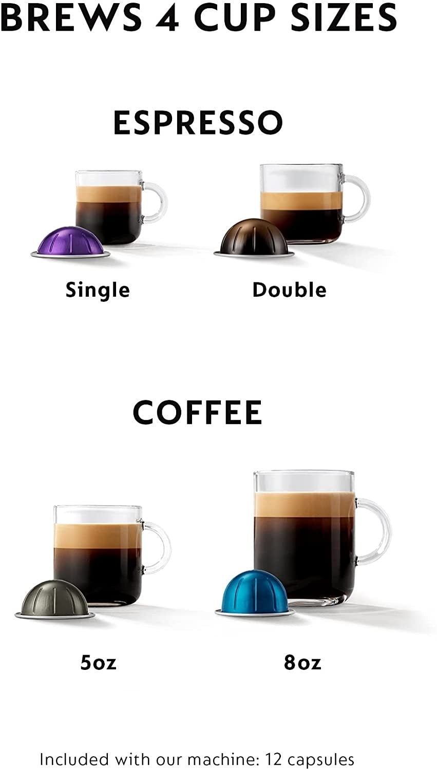 Nespresso Vertuo Plus Coffee and Espresso Maker by De’Longhi, Grey with Aeroccino Milk Frother