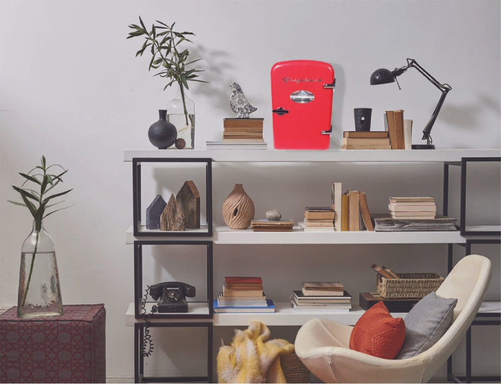 Frigidaire Portable Retro 6 Can Mini Personal Beverage Refrigerator,  EFMIS129, Red