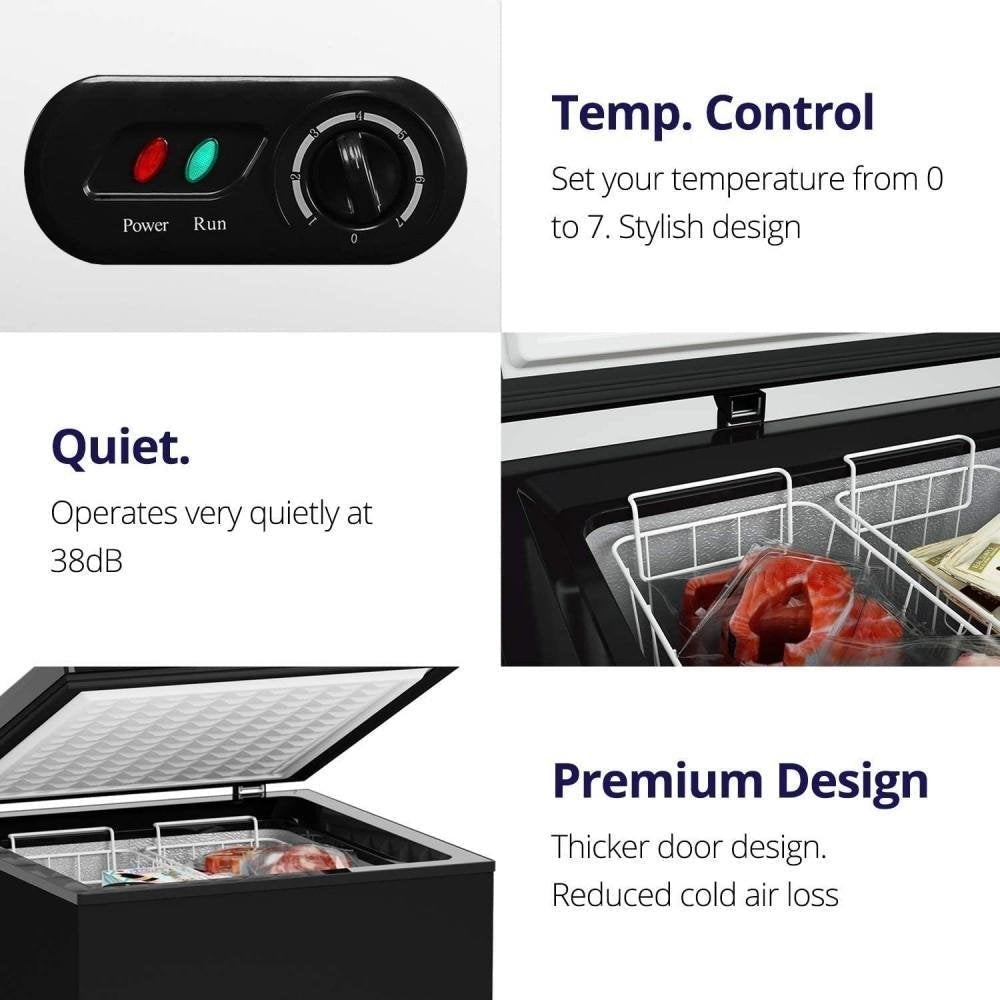 Northair Chest Freezer - 3.5 Cu Ft with 2 Removable Baskets - Reach In Freezer Chest - Quiet Compact Freezer - 7 Temperature Settings - Black