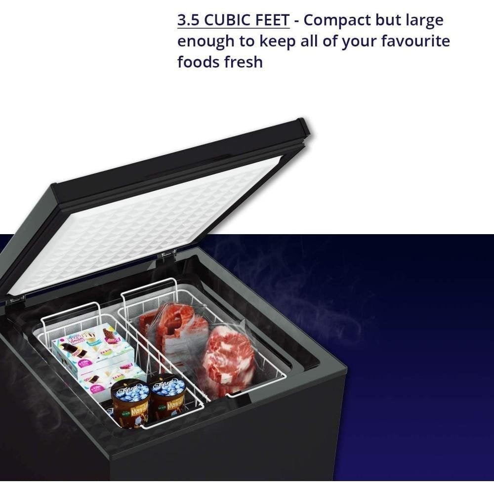 Northair Chest Freezer - 3.5 Cu Ft with 2 Removable Baskets - Reach In Freezer Chest - Quiet Compact Freezer - 7 Temperature Settings - Black