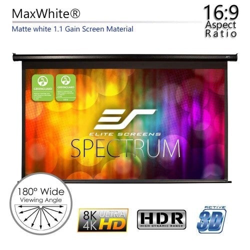 Elite Screens Spectrum Electric Motorized Projector Screen with Multi Aspect Ratio Function, Home Theater 8K/4K Ultra HD Ready Projection, ELECTRIC100H (Renewed)