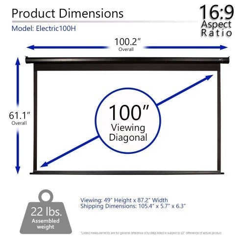 Elite Screens Spectrum Electric Motorized Projector Screen with Multi Aspect Ratio Function, Home Theater 8K/4K Ultra HD Ready Projection, ELECTRIC100H (Renewed)