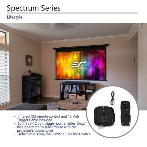 Elite Screens Spectrum Electric Motorized Projector Screen with Multi Aspect Ratio Function, Home Theater 8K/4K Ultra HD Ready Projection, ELECTRIC100H (Renewed)