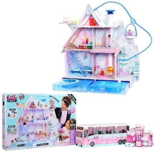 L.O.L. Surprise! O.M.G. Winter Chill Cabin Wooden Doll House with 95+ Surprises, Hot Tub and Real Ice Skating Rink