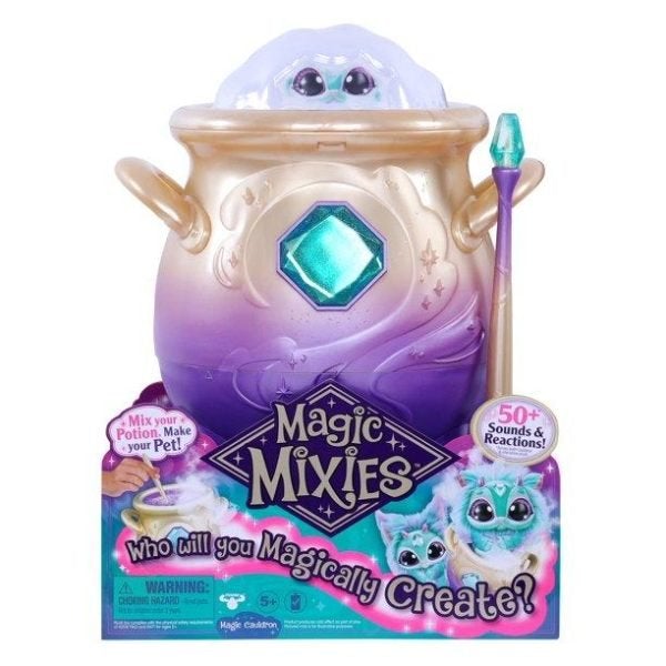Magic Mixies Magical Misting Cauldron with Interactive 8 inch Blue Plush Toy and 50+ Sounds and Reactions, Toys for Kids, Ages 5+