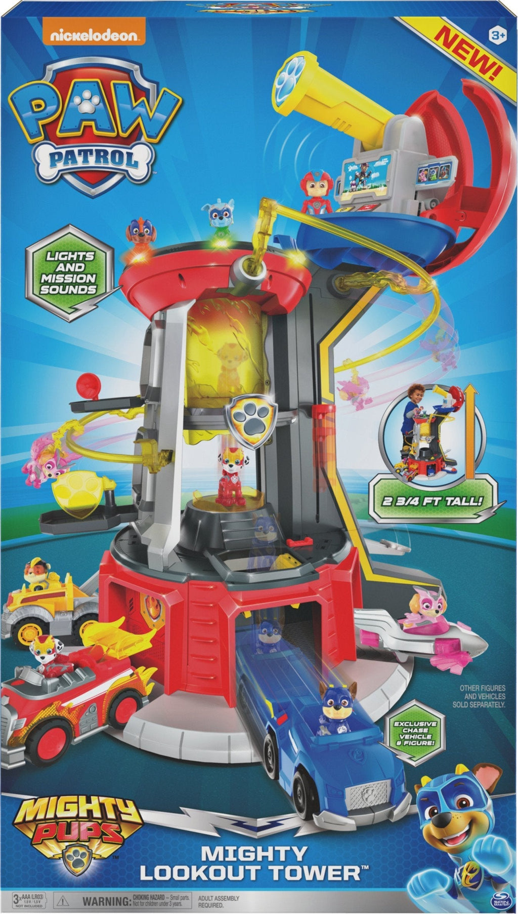 PAW Patrol, Mighty Pups Super PAWs Lookout Tower Playset with Lights and Sounds, Toy for Ages 3 and Up