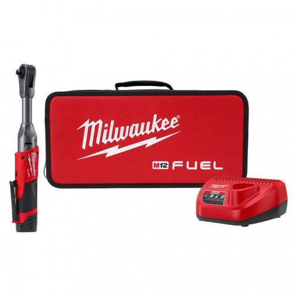 Milwaukee 2560-21 M12 FUEL 3/8′′ Extended Reach Ratchet 1 Battery Kit