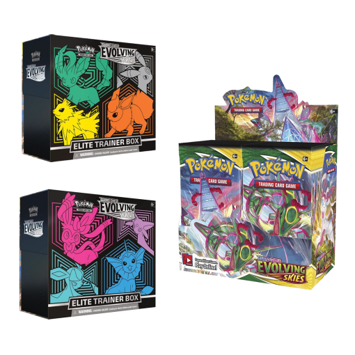 Pokemon Sword & Shield Evolving Skies Booster Box + Both Elite Trainers