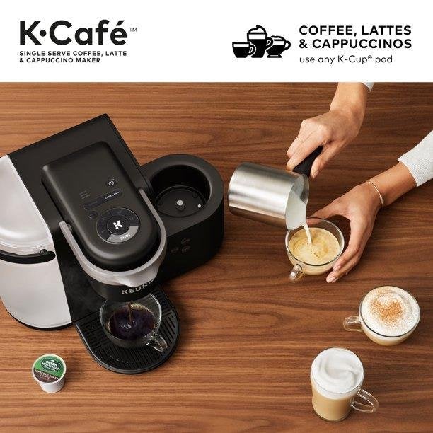 Keurig K-Cafe Single Serve K-Cup Coffee, Latte and Cappuccino Maker, Charcoal