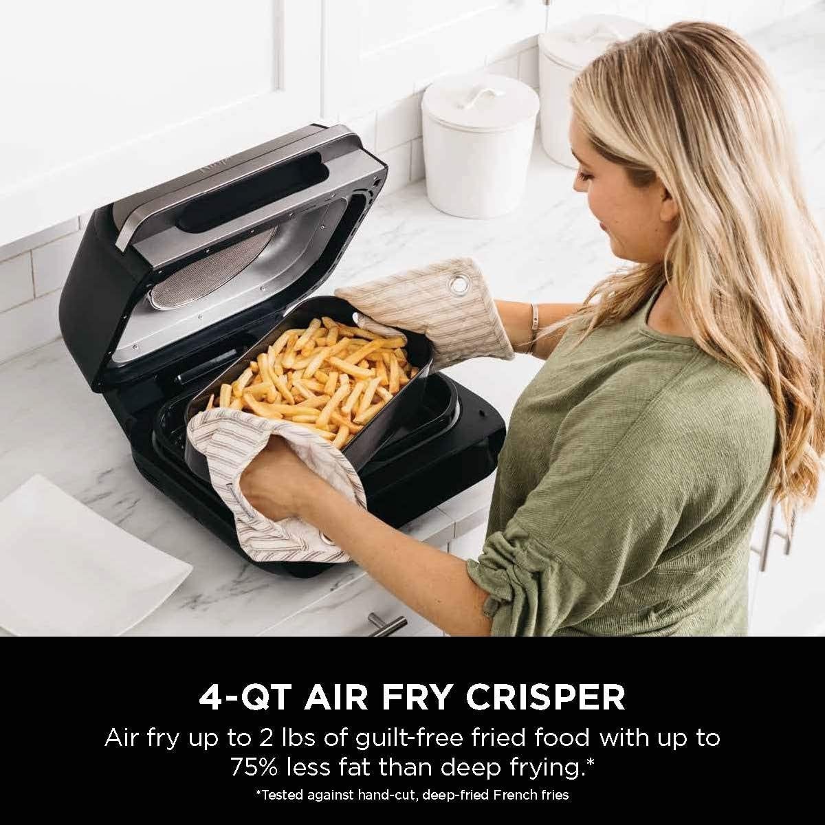 Ninja FG551 Foodi Smart XL 6-in-1 Indoor Grill with 4-Quart Air Fryer Roast Bake Dehydrate Broil
