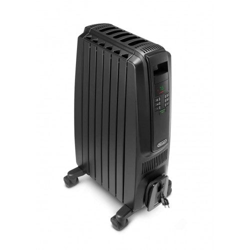 DeLonghi Oil-Filled Radiator Space Heater, Quiet 1500W, Adjustable Thermostat, 3 Heat Settings, Timer, Energy Saving, Safety Features, Nice for Home with Pets/Kids, Black