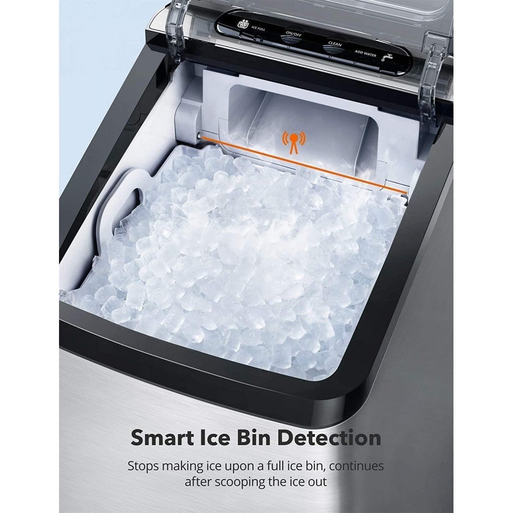 Nugget Ice Maker for Countertop, TAOTRONIC Sonic Ice Maker Machine, Makes 26lb Nugget Ice per Day, 3.3lb Ice Bin and Scoop for Home Office, Self-Cleaning