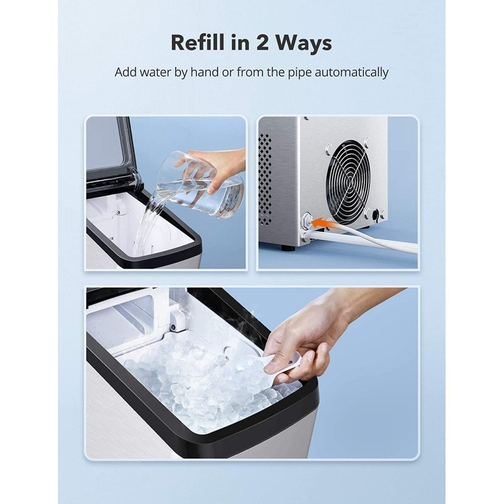 Nugget Ice Maker for Countertop, TAOTRONIC Sonic Ice Maker Machine, Makes 26lb Nugget Ice per Day, 3.3lb Ice Bin and Scoop for Home Office, Self-Cleaning