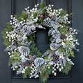 Frosted Pinecone, Berry and Cedar Front Door Winter Christmas Wreath